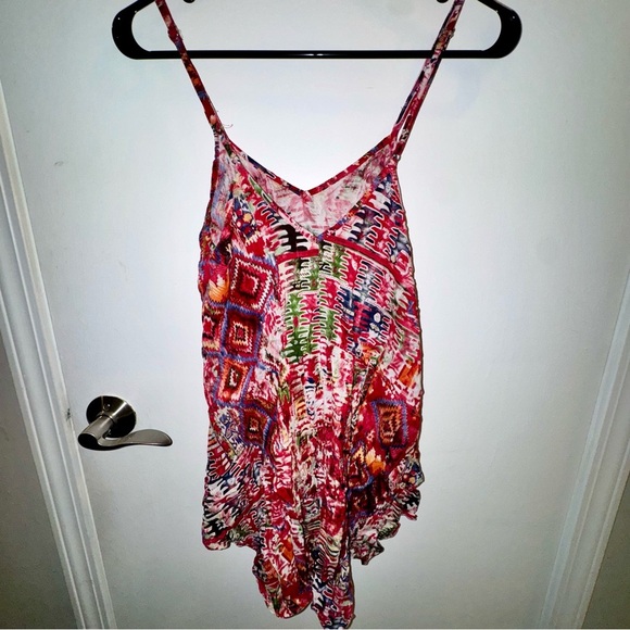 Abstract Colorful Patterned Boutique Women's Rayon High Low Top - Picture 6 of 8